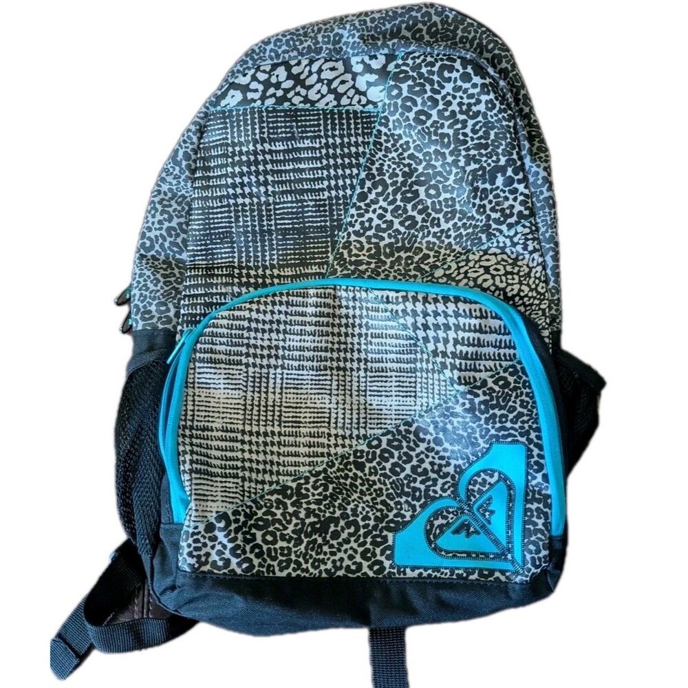 Roxy Women’s Backpack Teal & Black Leopard Print School Travel Bag